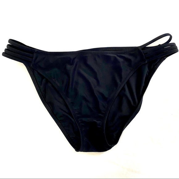 Black Strappy Bikini Swimsuit Bottom - Picture 1 of 7